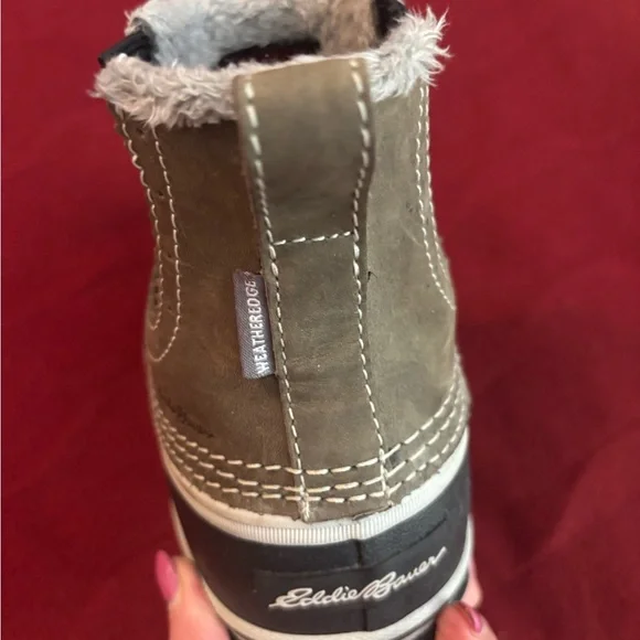 Eddie Bauer Black and Gray Boots with White Stitching - Picture 6 of 8